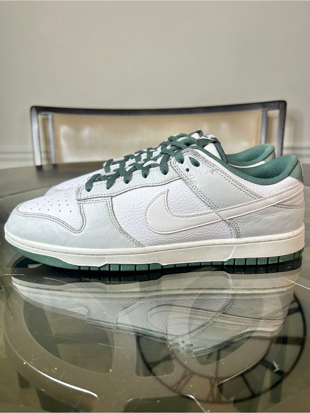 Nike Dunk Low Smoke Grey Bicoastal Green Leather Sneakers Mens Size 13